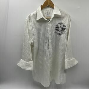 El General Button Up Shirt Mens XL White 3/4 Sleeve Modern Western Embroidered